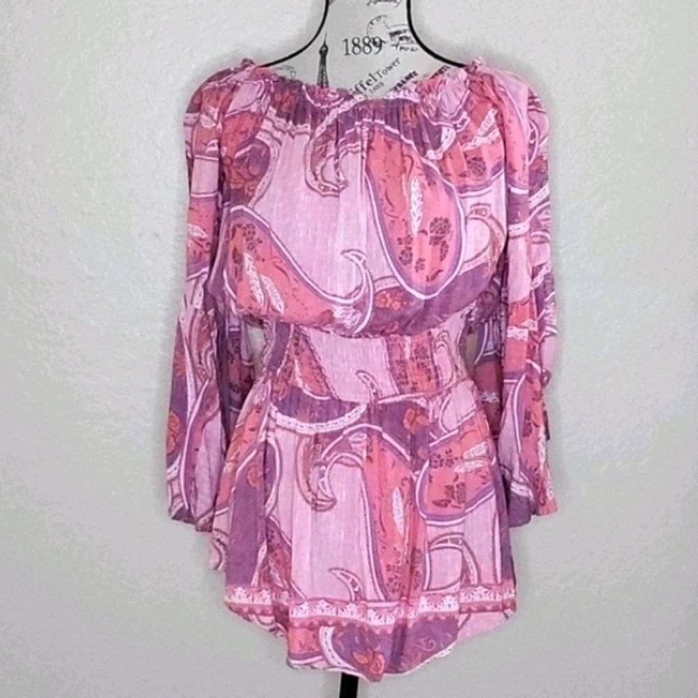 Paper Heart Boho Gypsy Peasant Top Off Shoulder